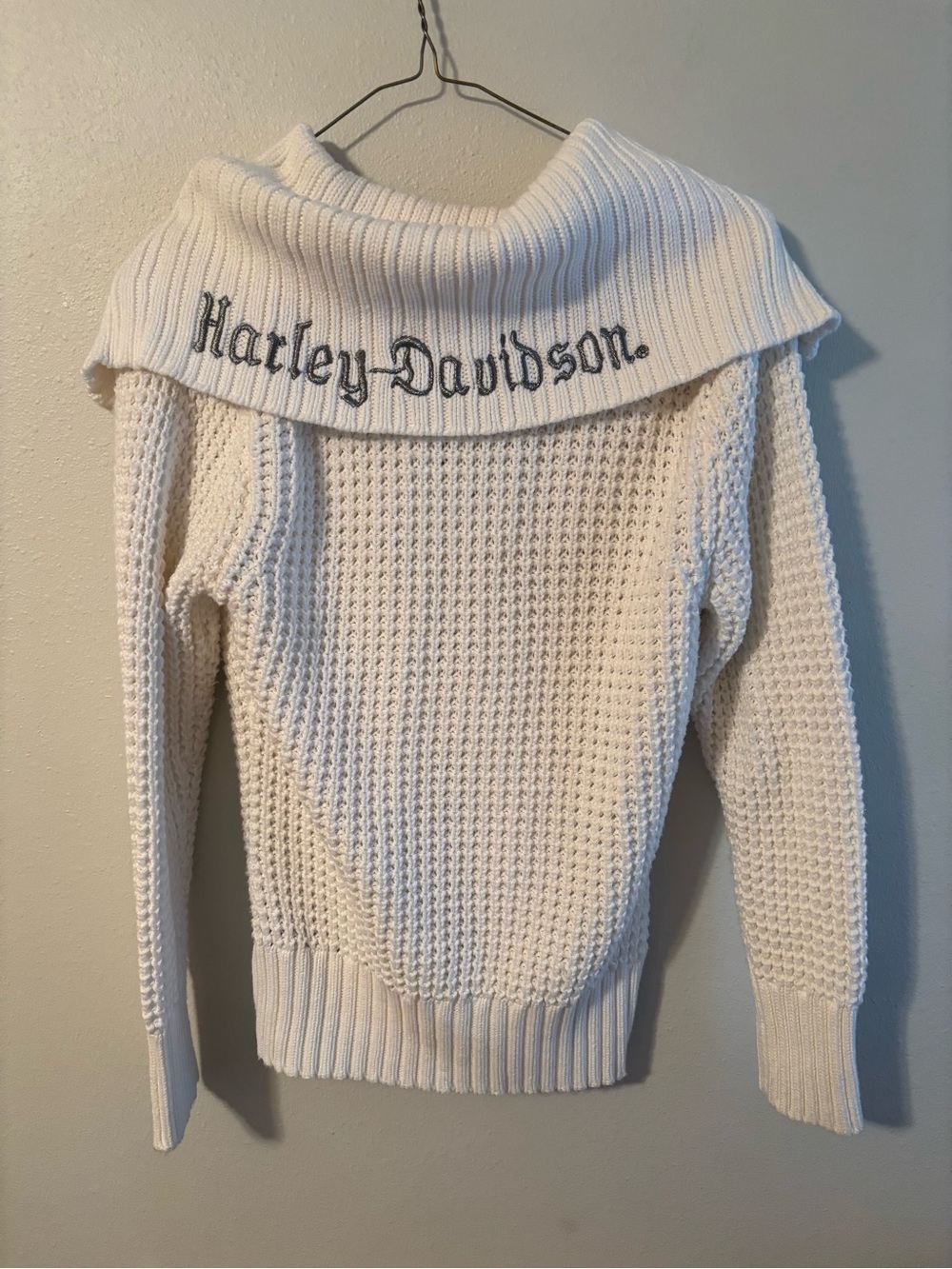 Harley-Davidson Women's Cream embroidered Knit jacket size medium vintage